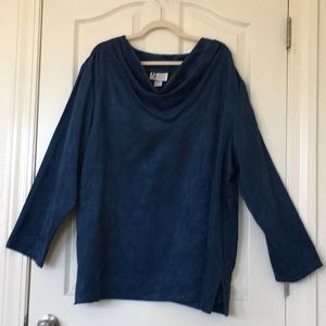 Maggie Sweet Woman’s 3X Teal Velour Blouse Long Sleeves
